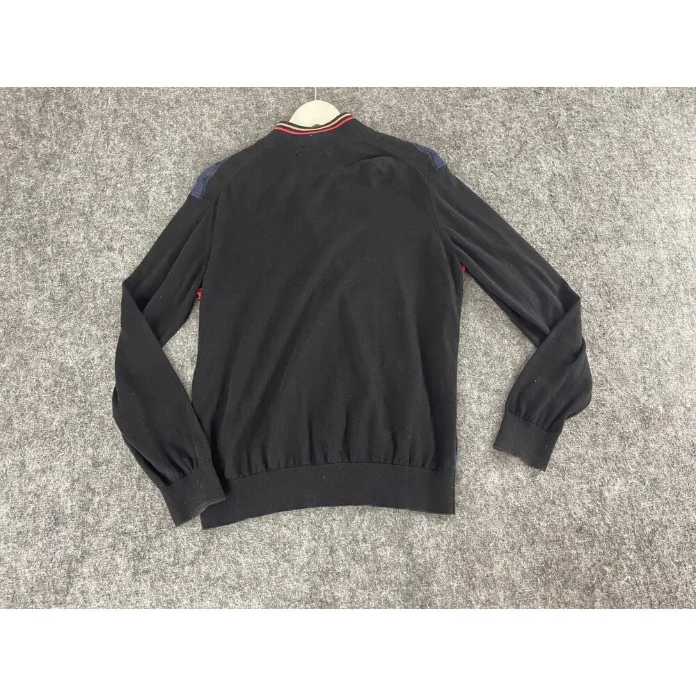Cutter Buck Sweater Womens Large Black Full Zip Striped Pullover Shirt N241